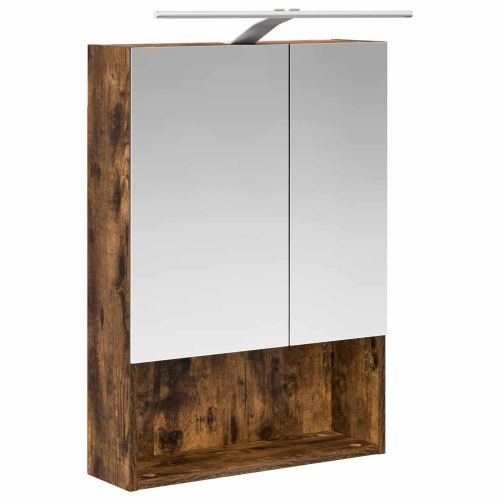 Шкаф с огледало за баня с рафт Димян дъб 50 x 14,5 x 70 см