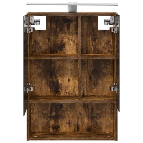 Шкаф с огледало за баня с рафт Димян дъб 50 x 14,5 x 70 см
