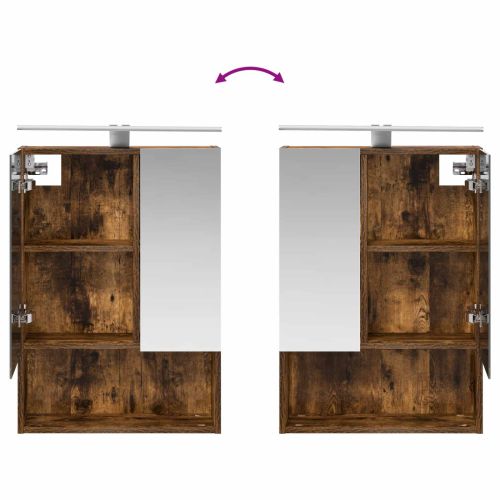 Шкаф с огледало за баня с рафт Димян дъб 50 x 14,5 x 70 см