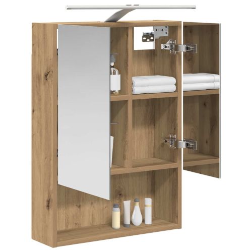 Шкаф с огледало за баня с рафт Дъб Артизан 50 x 14,5 x 70 см