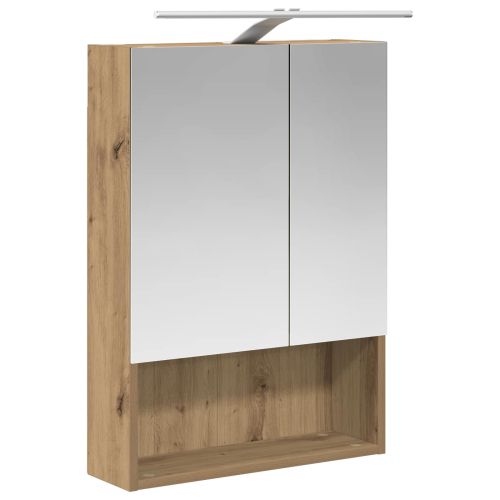 Шкаф с огледало за баня с рафт Дъб Артизан 50 x 14,5 x 70 см