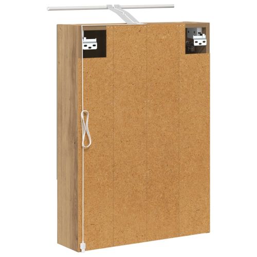 Шкаф с огледало за баня с рафт Дъб Артизан 50 x 14,5 x 70 см