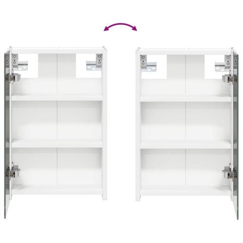 Шкаф с огледало за баня Бяло 33 x 11,5 x 50 см Инженерно дърво