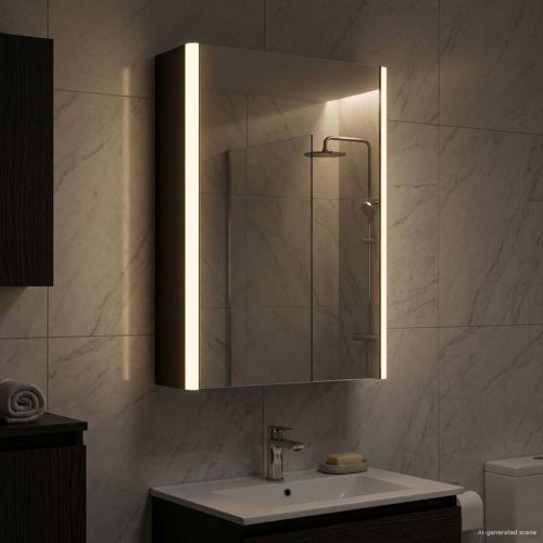 Шкаф с огледало за баня Черния дъб 33 x 11,5 x 50 см