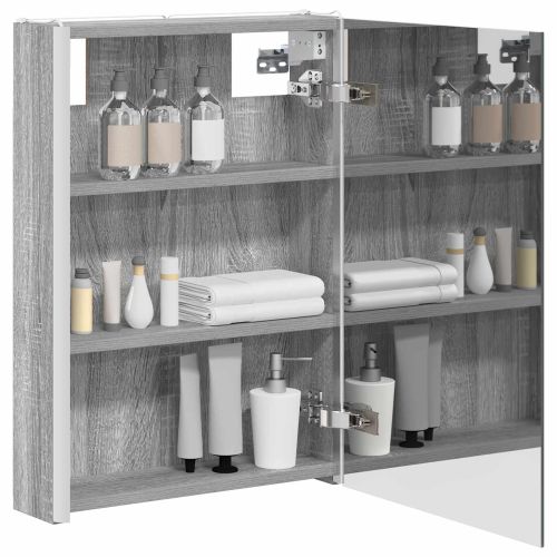 Шкаф с огледало за баня Сив Сонома 43 x 11,5 x 60,5 см