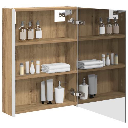 Шкаф с огледало за баня Дъб Артизан 53,5 x 15,5 x 70 см