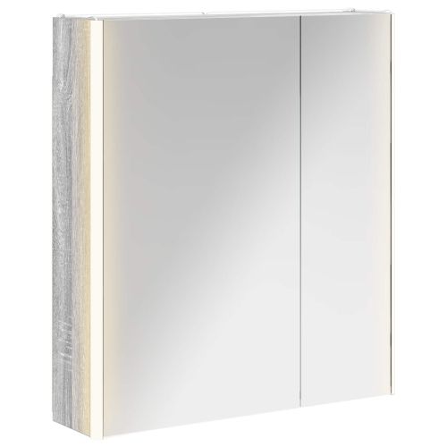 Шкаф с огледало за баня Сив Сонома 63,5 x 15,5 x 70 см