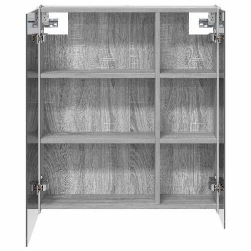 Шкаф с огледало за баня Сив Сонома 63,5 x 15,5 x 70 см