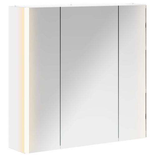 Шкаф с огледало за баня Бяло 63,5 x 15,5 x 60,5 см