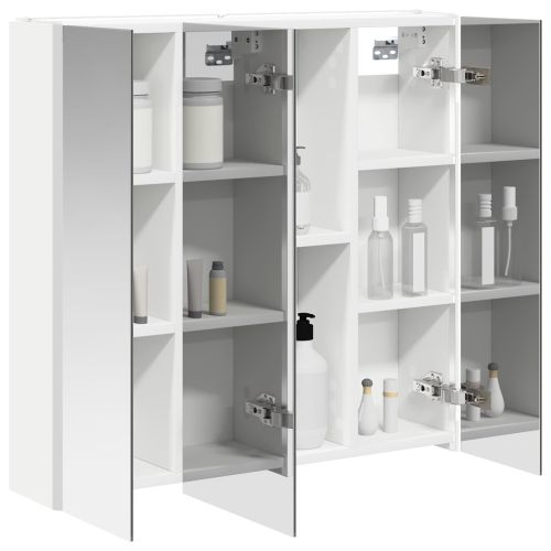 Шкаф с огледало за баня Бяло 63,5 x 15,5 x 60,5 см