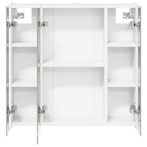 Шкаф с огледало за баня Бяло 63,5 x 15,5 x 60,5 см