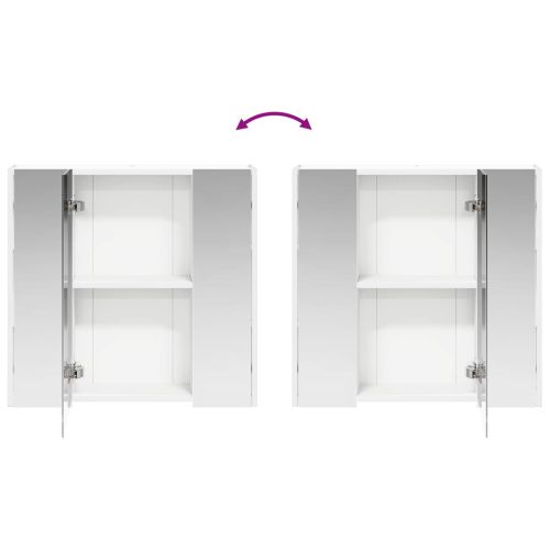 Шкаф с огледало за баня Бяло 63,5 x 15,5 x 60,5 см