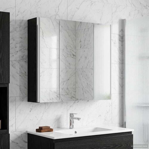 Шкаф с огледало за баня Черния дъб 63,5 x 15,5 x 60,5 см