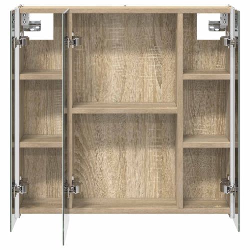 Шкаф с огледало за баня Сонома дъб 63,5 x 15,5 x 60,5 см