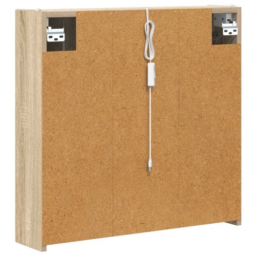 Шкаф с огледало за баня Сонома дъб 63,5 x 15,5 x 60,5 см