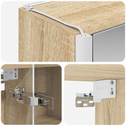 Шкаф с огледало за баня Сонома дъб 63,5 x 15,5 x 60,5 см