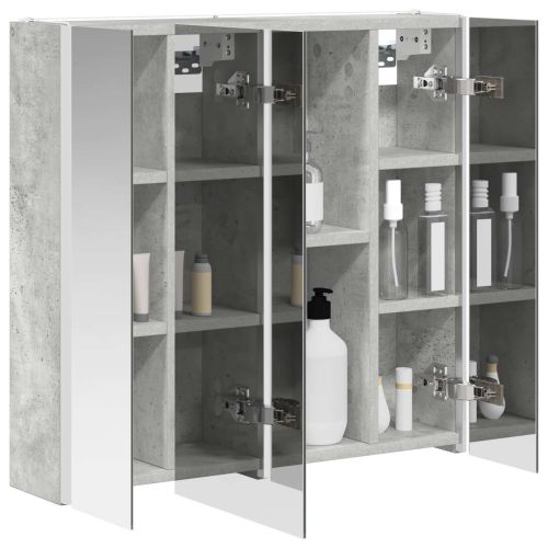 Шкаф с огледало за баня Циментено сиво 63,5 x 15,5 x 60,5 см