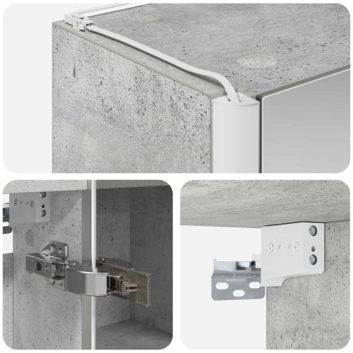 Шкаф с огледало за баня Циментено сиво 63,5 x 15,5 x 60,5 см