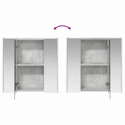 Шкаф с огледало за баня Циментено сиво 63,5 x 15,5 x 60,5 см