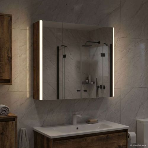 Шкаф с огледало за баня Димян дъб 63,5 x 15,5 x 60,5 см