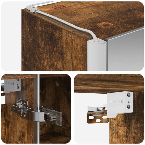 Шкаф с огледало за баня Димян дъб 63,5 x 15,5 x 60,5 см