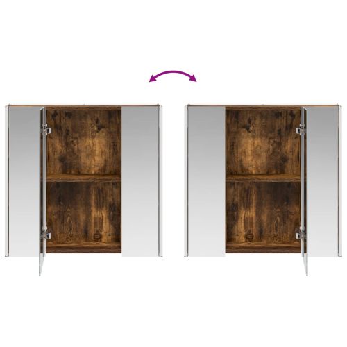 Шкаф с огледало за баня Димян дъб 63,5 x 15,5 x 60,5 см