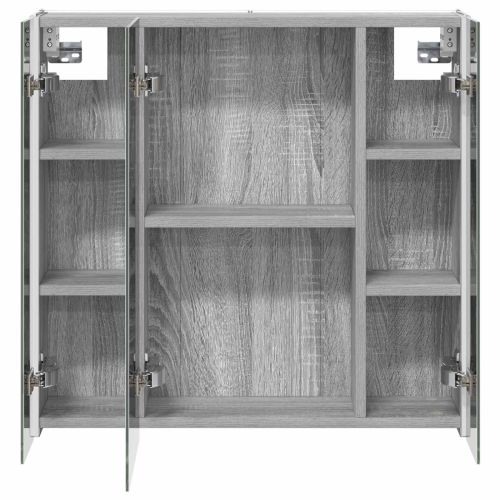 Шкаф с огледало за баня Сив Сонома 63,5 x 15,5 x 60,5 см