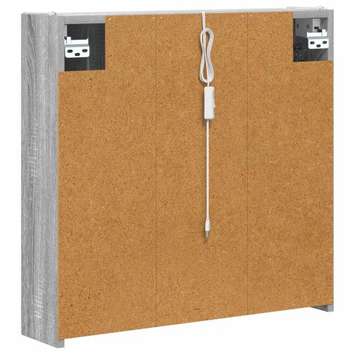 Шкаф с огледало за баня Сив Сонома 63,5 x 15,5 x 60,5 см