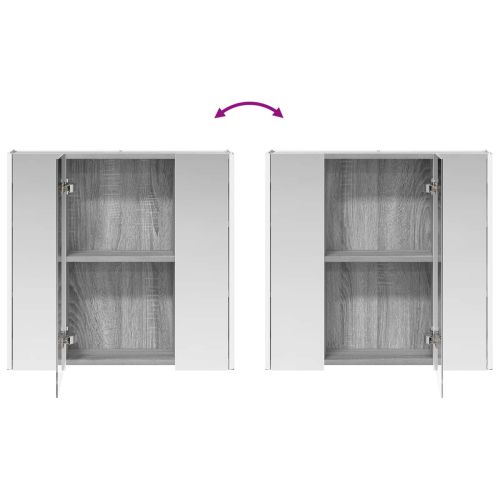 Шкаф с огледало за баня Сив Сонома 63,5 x 15,5 x 60,5 см