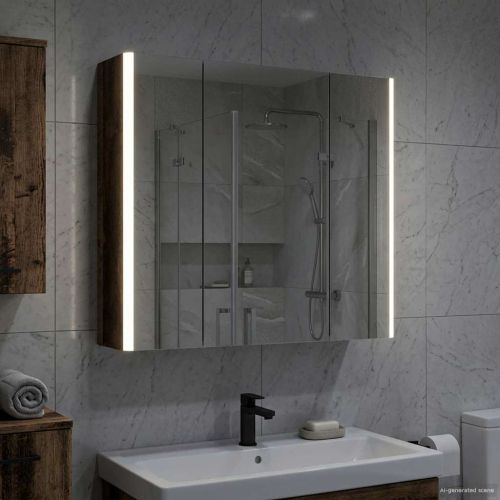 Шкаф с огледало за баня Старо дърво 63,5 x 15,5 x 60,5 см