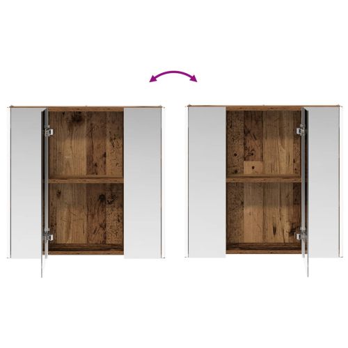 Шкаф с огледало за баня Старо дърво 63,5 x 15,5 x 60,5 см