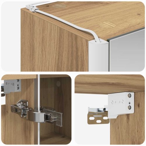 Шкаф с огледало за баня Дъб Артизан 63,5 x 15,5 x 60,5 см