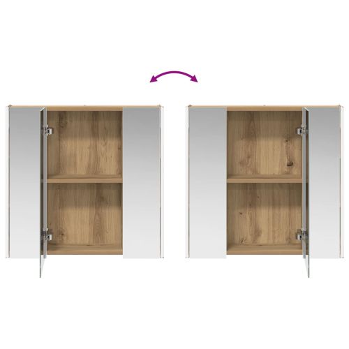 Шкаф с огледало за баня Дъб Артизан 63,5 x 15,5 x 60,5 см