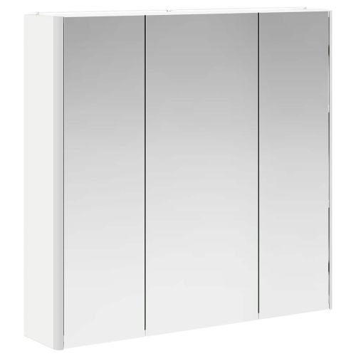 Шкаф с огледало за баня с рафт с врата Бяло 73.5 x 15.5 x 70 см