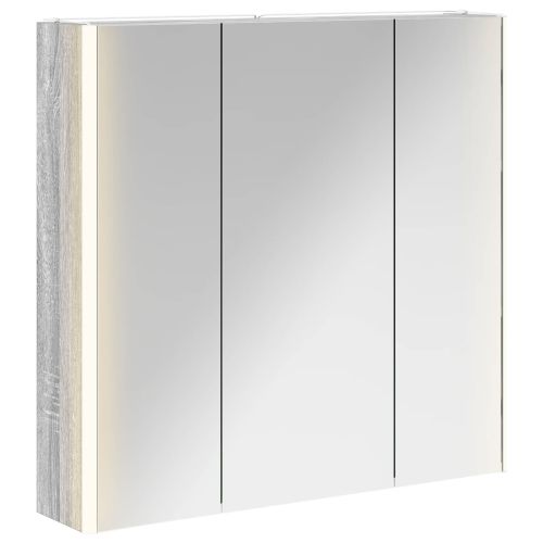 Шкаф с огледало за баня с рафт Сив Сонома 73.5 x 15.5 x 70 см