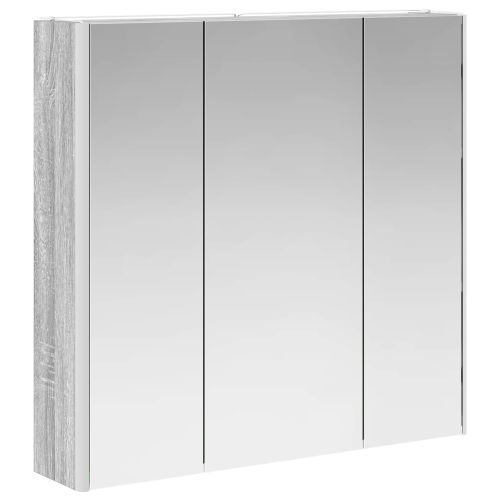 Шкаф с огледало за баня с рафт Сив Сонома 73.5 x 15.5 x 70 см