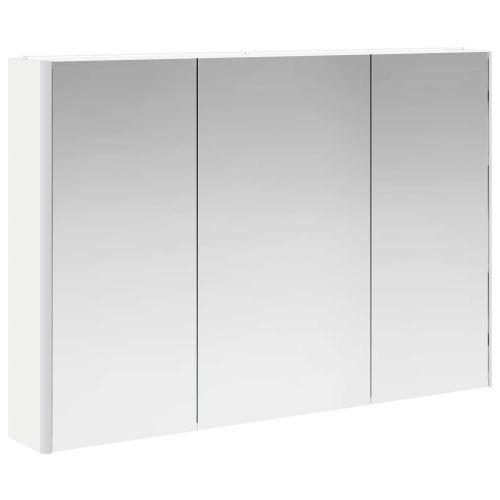Шкаф с огледало за баня Бяло 103,5 x 15,5 x 70 см