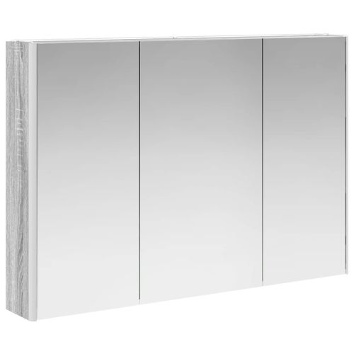 Шкаф с огледало за баня Сив Сонома 103,5 x 15,5 x 70 см