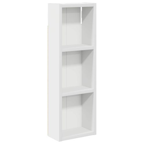 Банен стенен шкаф с рафт със съхранение Бял 20 x 10 x 60,5 см