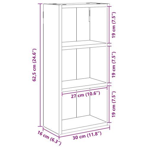 Банен стенен шкаф с рафт със съхранение Бял 30 x 16 x 62,5 см