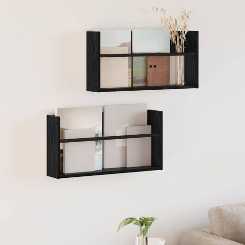 Етажерка за списания с рафт 2 pcs Черния дъб 60 x 12 x 30 см