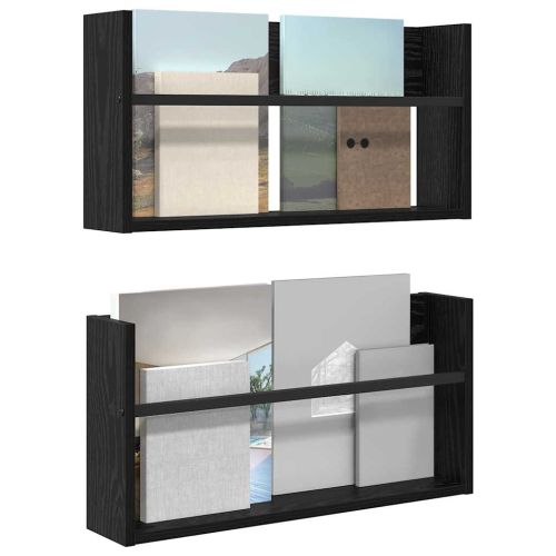 Етажерка за списания с рафт 2 pcs Черния дъб 60 x 12 x 30 см