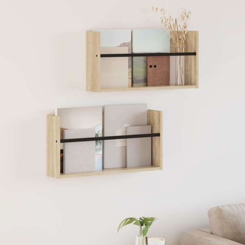 Етажерка за списания с рафт 2 pcs Сонома дъб 60 x 12 x 30 см