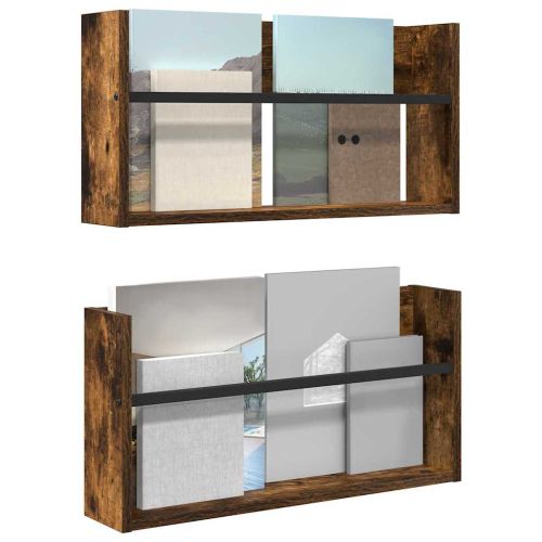 Етажерка за списания с рафт 2 pcs Димян дъб 60 x 12 x 30 см