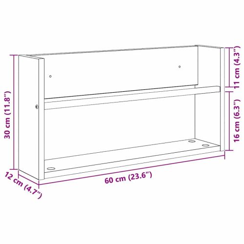 Етажерка за списания с рафт 2 pcs Димян дъб 60 x 12 x 30 см