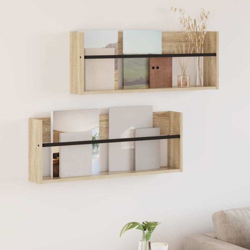 Етажерка за списания с рафт 2 pcs Сонома дъб 80 x 12 x 30 см