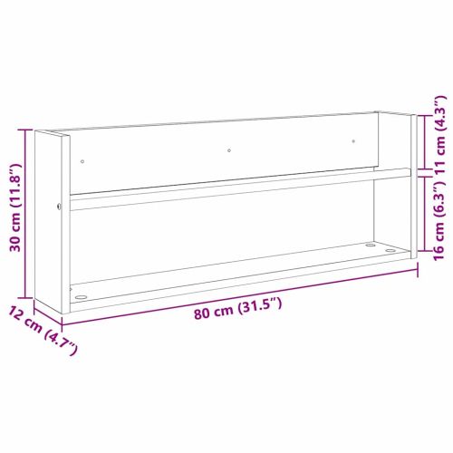 Етажерка за списания с рафт 2 pcs Сонома дъб 80 x 12 x 30 см