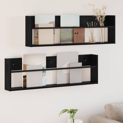 Етажерка за списания с рафт 2 pcs Черния дъб 100 x 12 x 30 см