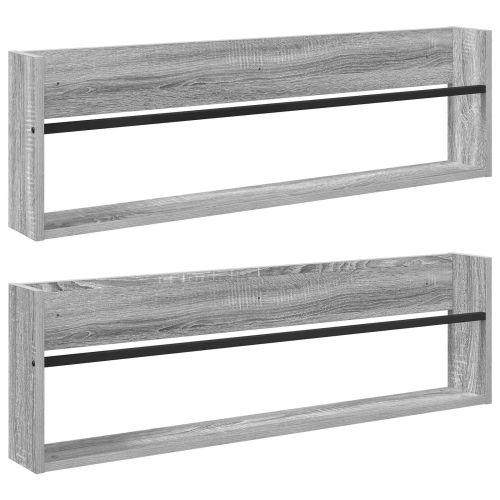 Етажерка за списания с рафт 2 pcs Сив Сонома 100 x 12 x 30 см