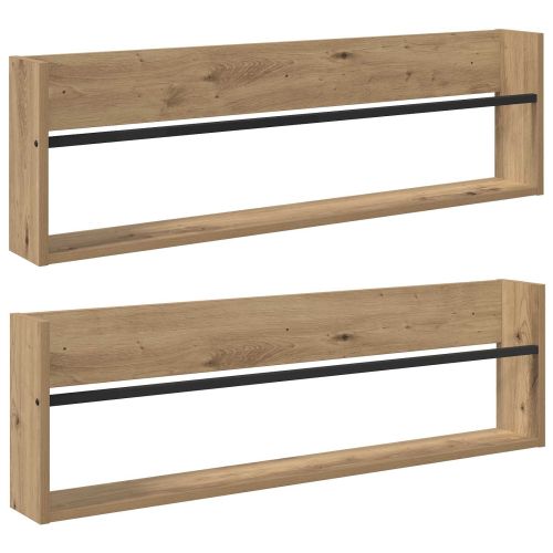Етажерка за списания 2 pcs Дъб 100 x 12 x 30 см Инженерно дърво